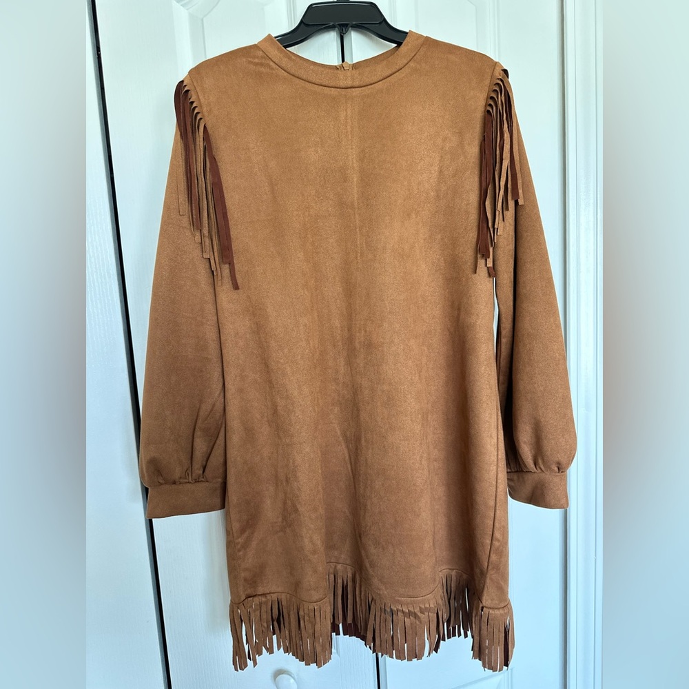 Brown Fringe Suede Tunic